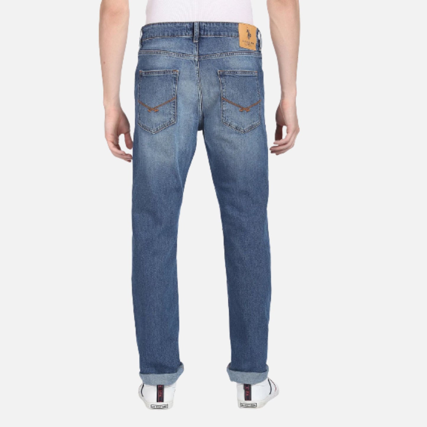 Slim Straight Mid Rise Jeans