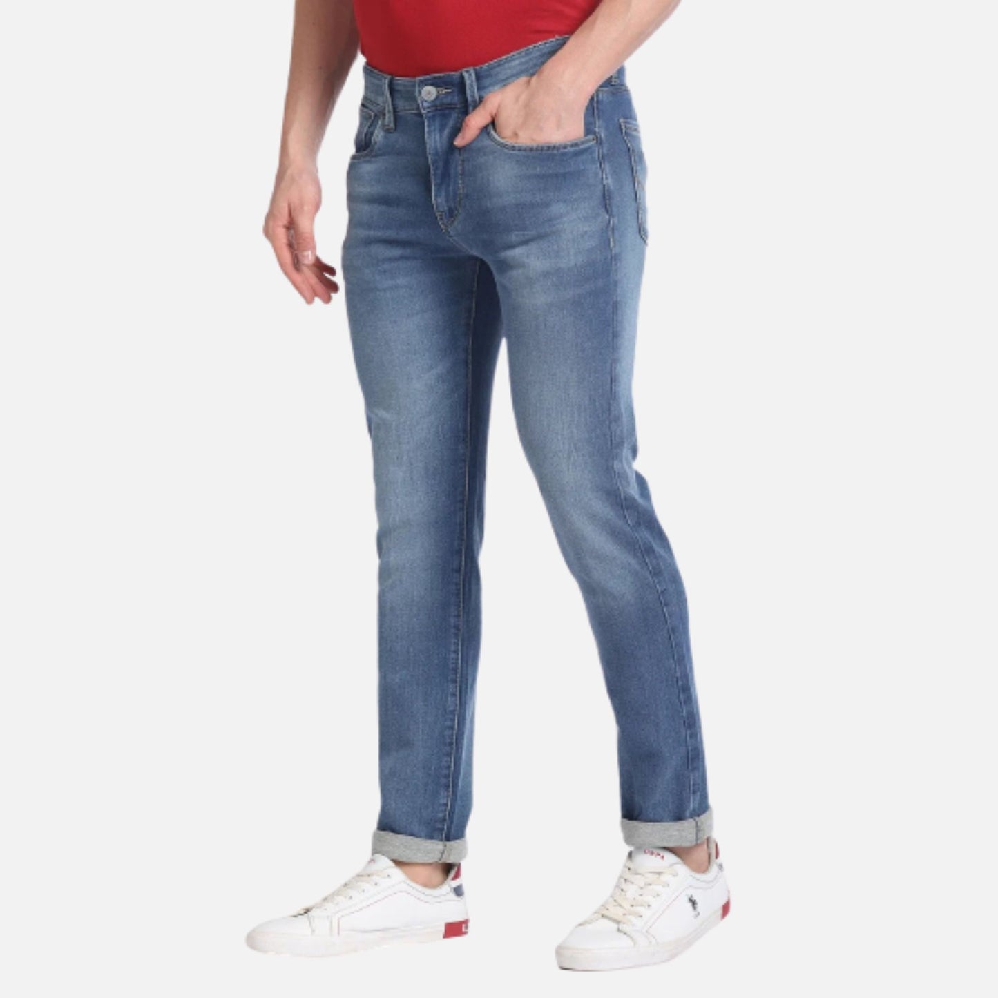 Regallo Skinny Fit Stone Wash Jeans