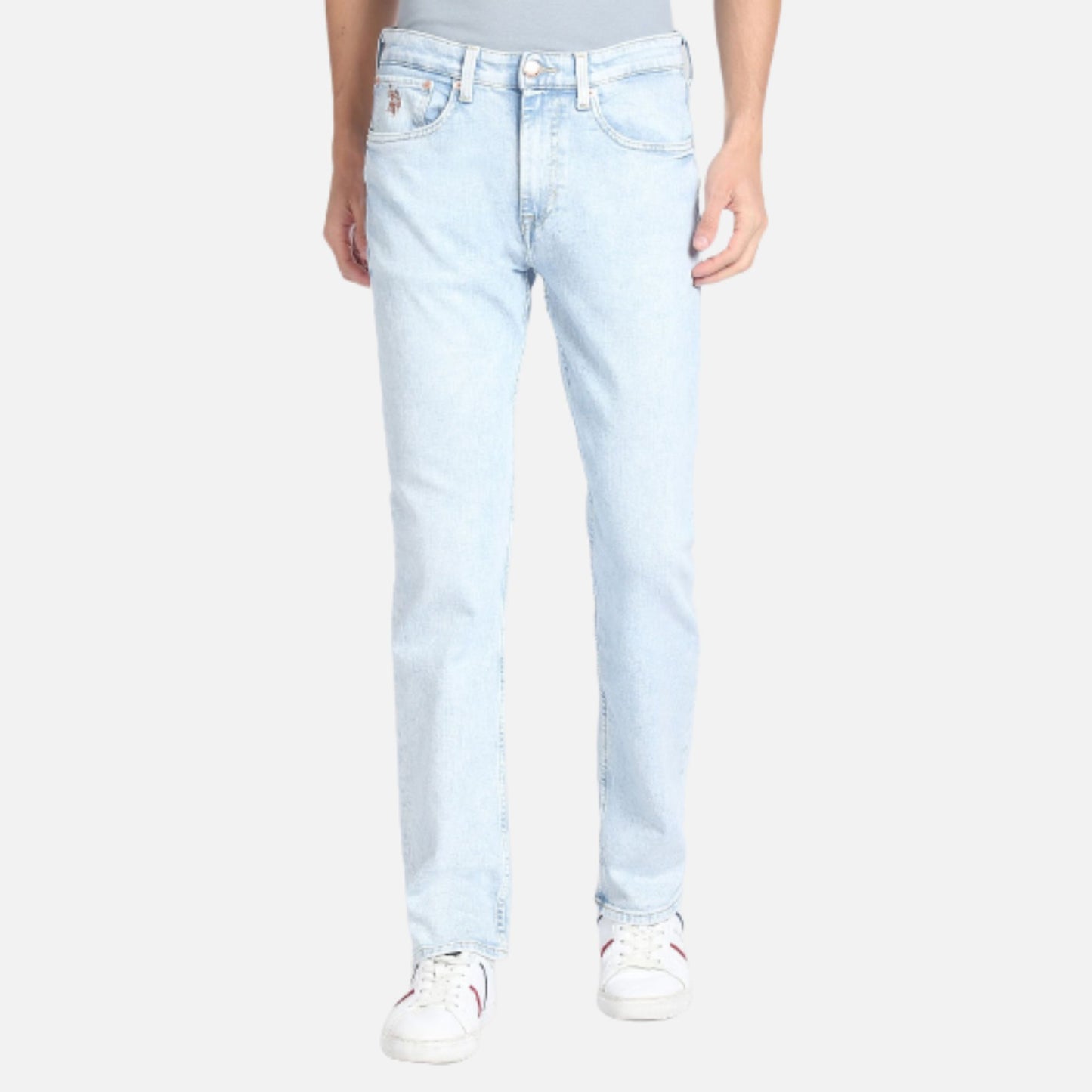 Slim Straight Fit Mid Rise Wash Jeans