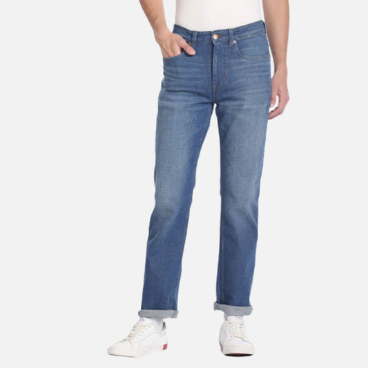 Slim Straight Fit Mid Wash Jeans