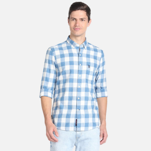 Button-Down Collar Tartan Check Shirt