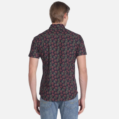 Cutaway Collar Floral Print Shirt