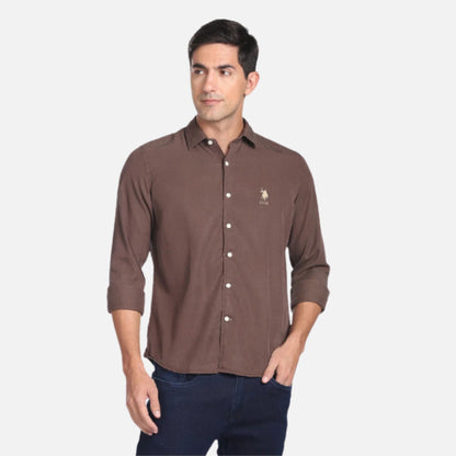 Spread Collar Solid Shirt