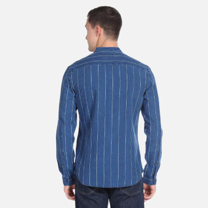 Vertical Stripe Chambray Shirt