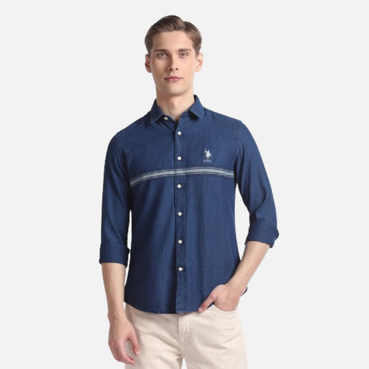 Cotton Herringbone Slim Shirt