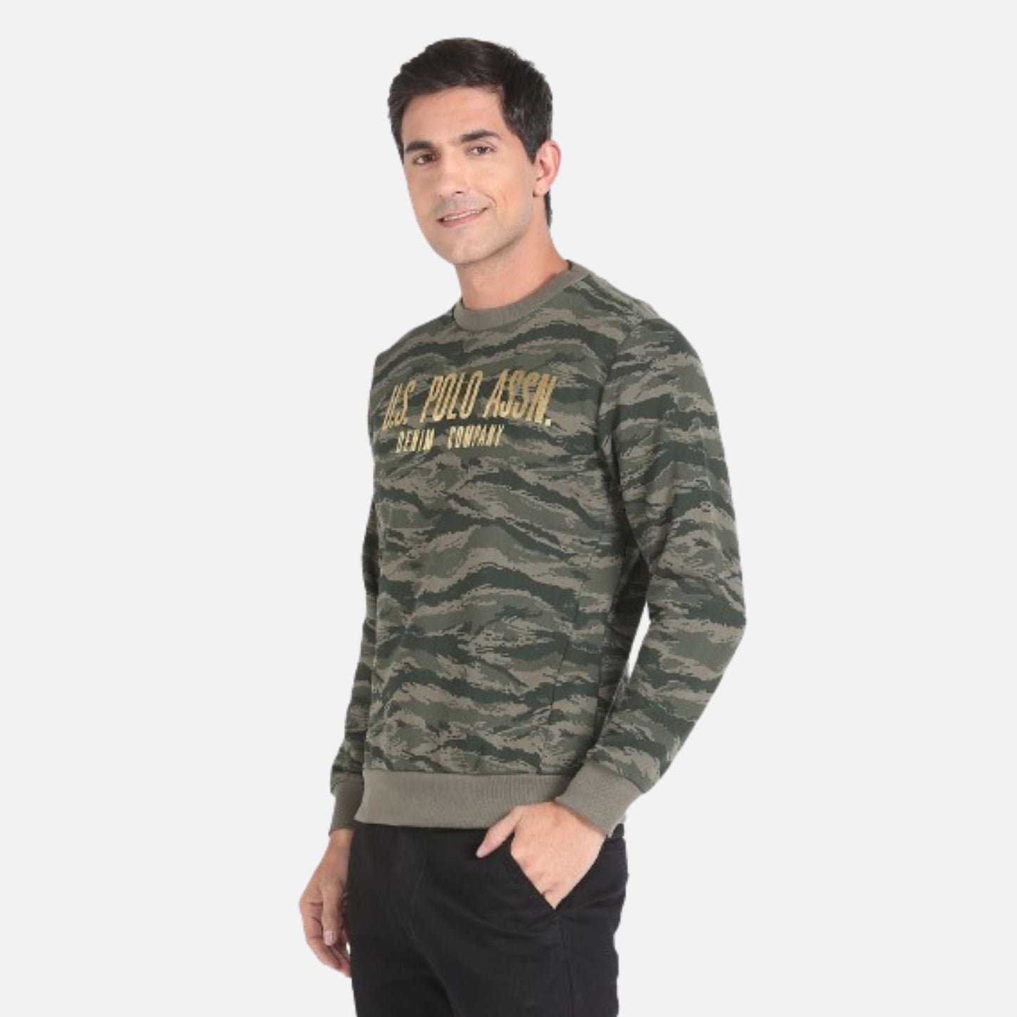 Camouflage Print Crew Neck Sweatshirt