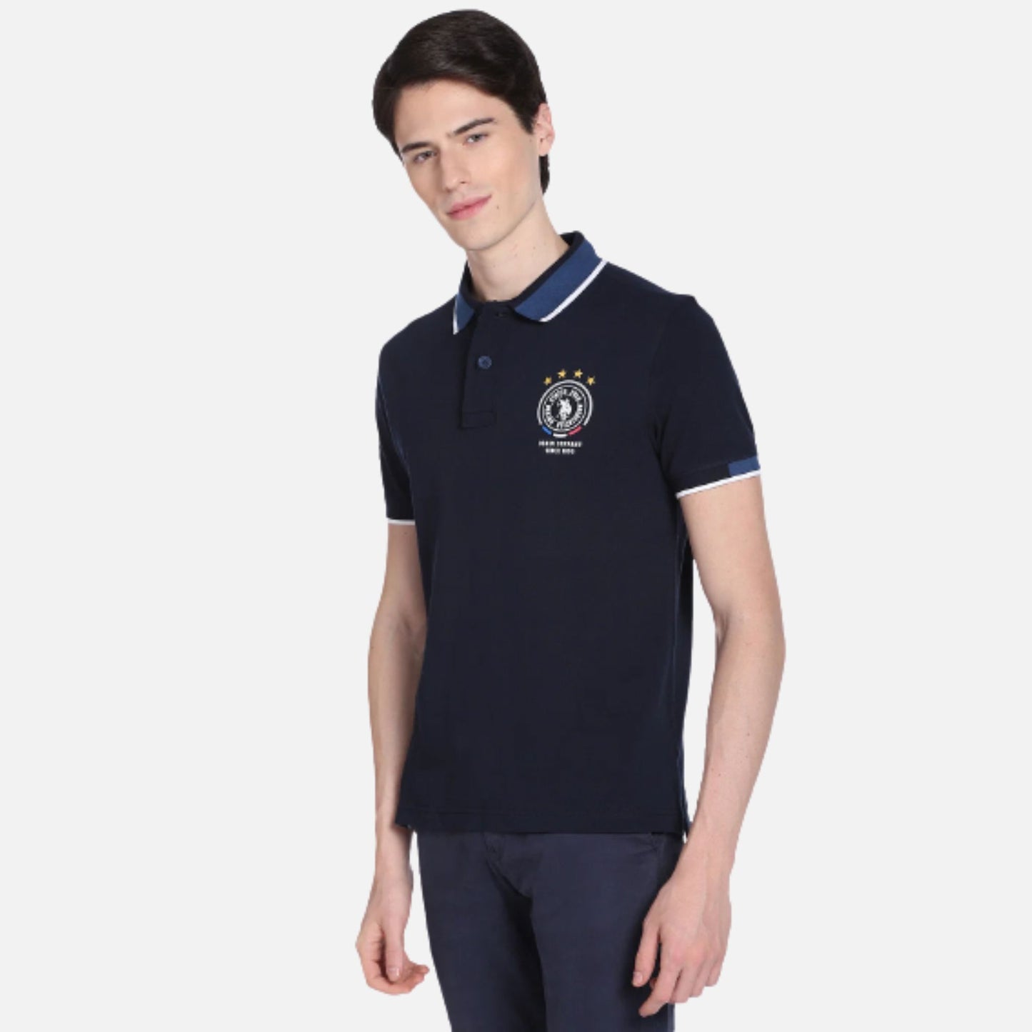 Branded Collar Pique Polo Shirt