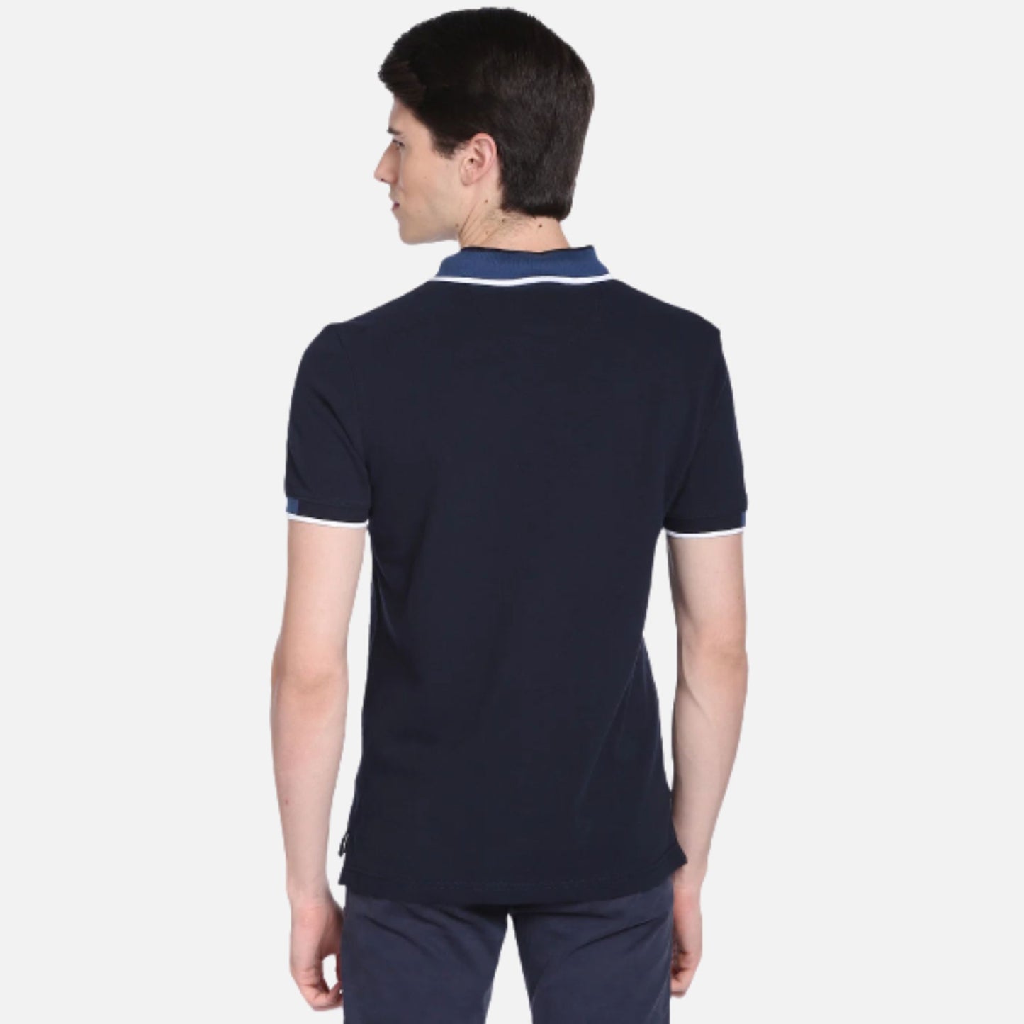 Branded Collar Pique Polo Shirt