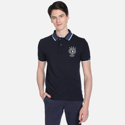 Branded Collar Pique Polo Shirt