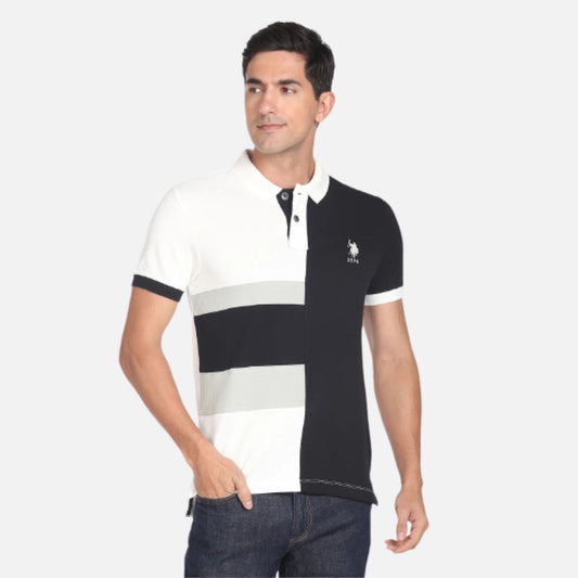 Colour Block Cotton Polo Shirt