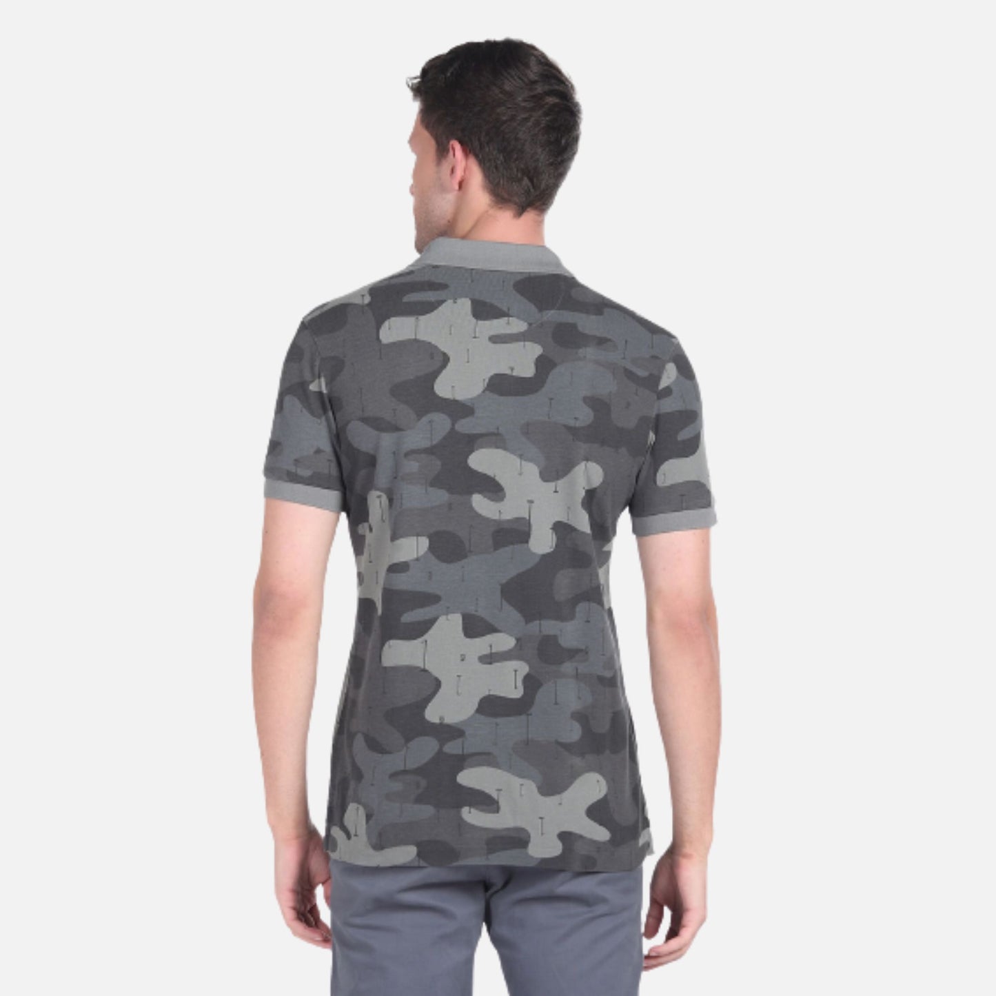 Camouflage Print Cotton Polo Shirt