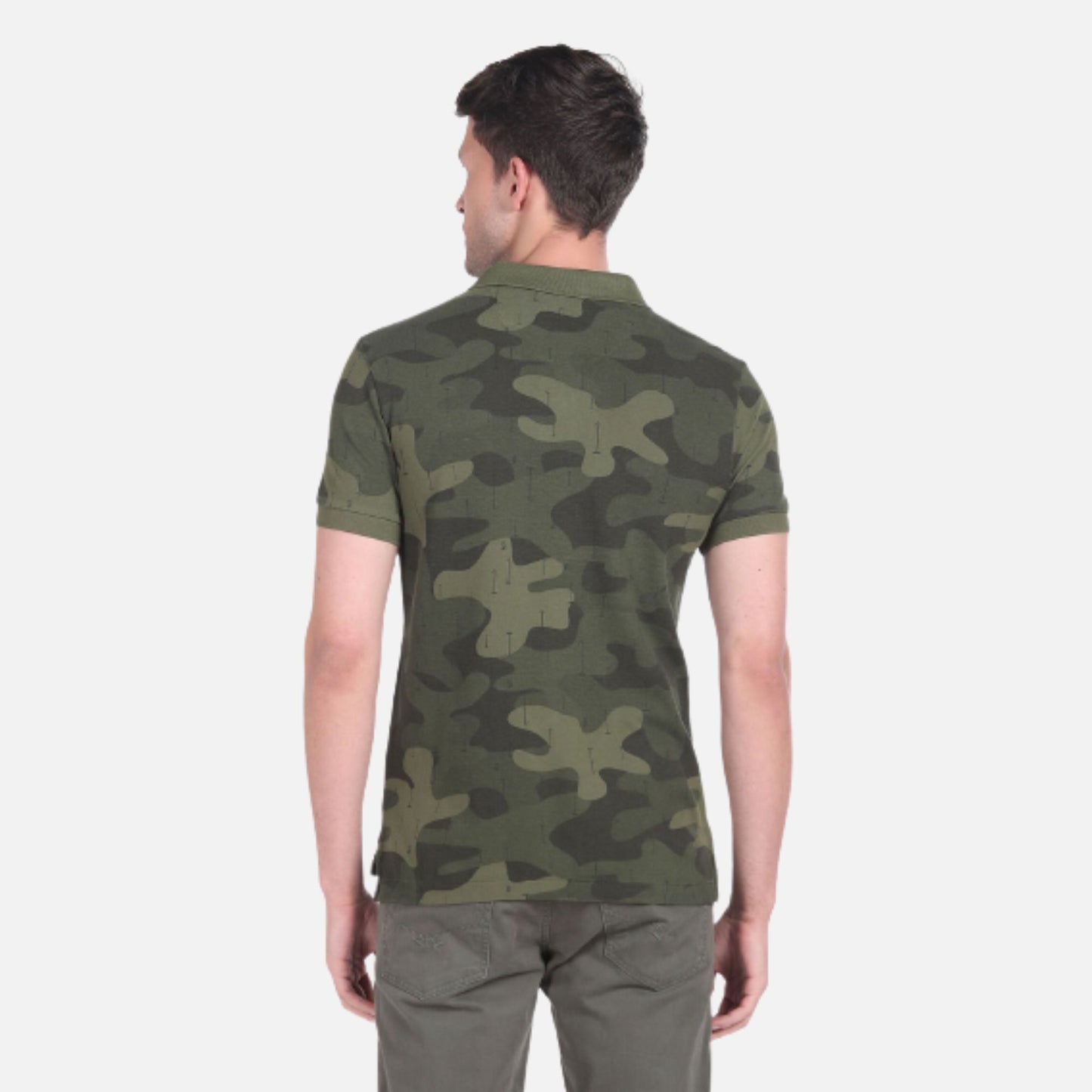 Camouflage Print Cotton Polo Shirt