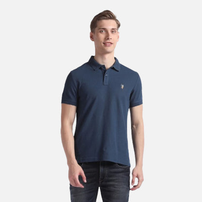 Patterned Collar Cotton Polo Shirt