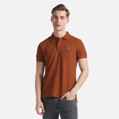 Patterned Collar Cotton Polo Shirt