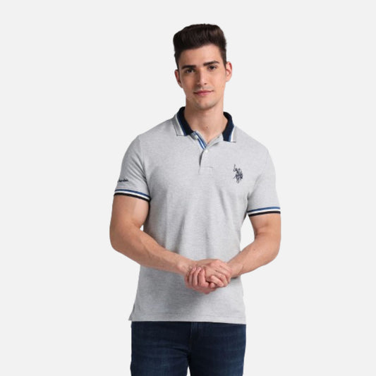 Muscle Fit Heathered Polo Shirt