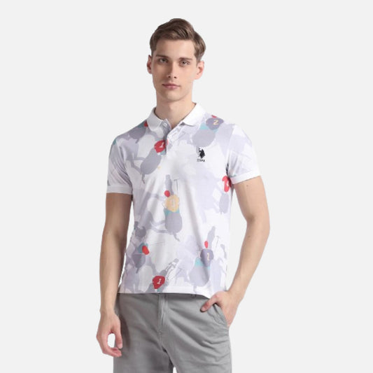 Graphic Print Pique Polo Shirt