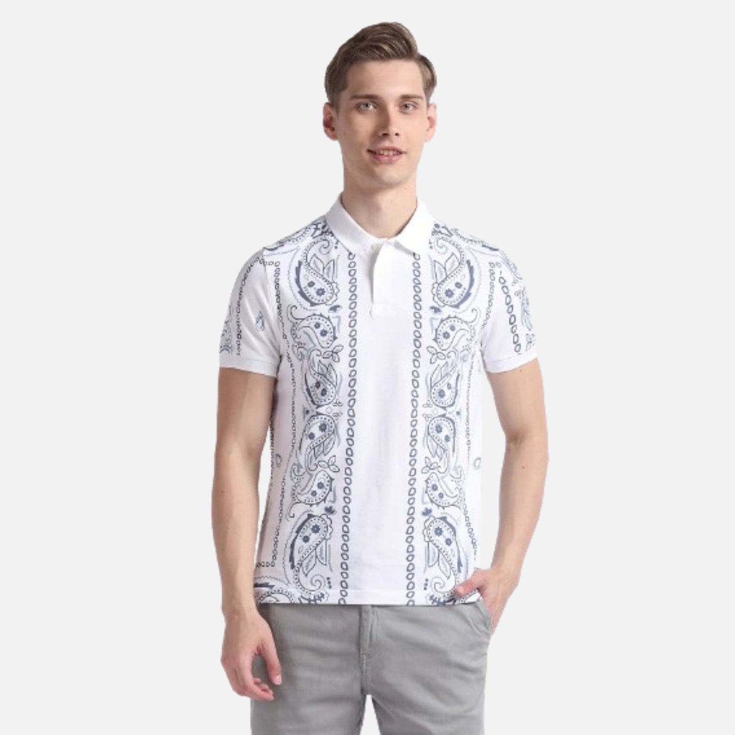 Paisley Print Cotton Polo Shirt