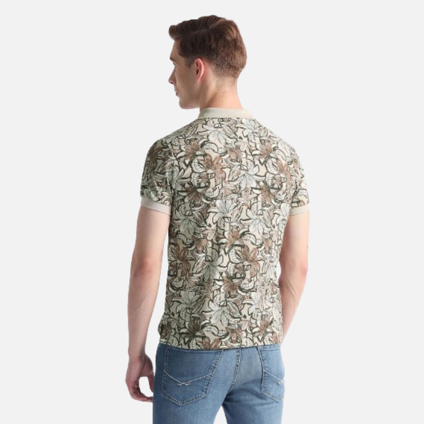 Floral Print Muscle Fit Polo Shirt