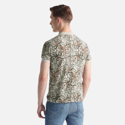 Floral Print Muscle Fit Polo Shirt