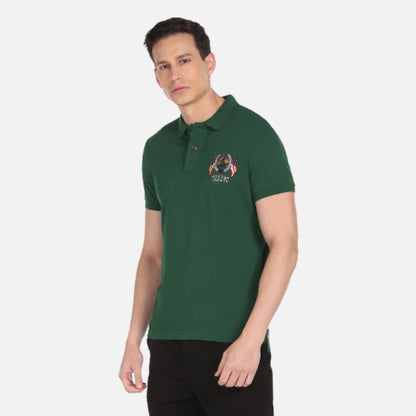 Ribbed Collar Logo Polo Shirt