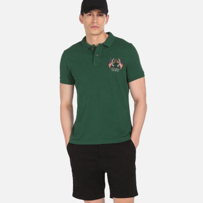 Ribbed Collar Logo Polo Shirt