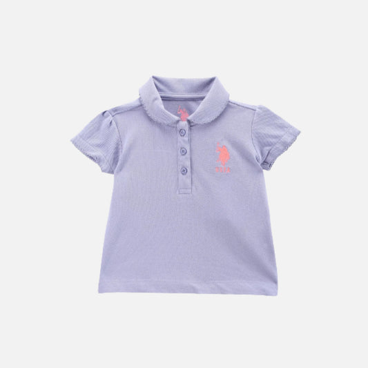 Girls Solid Cotton Polo Shirt