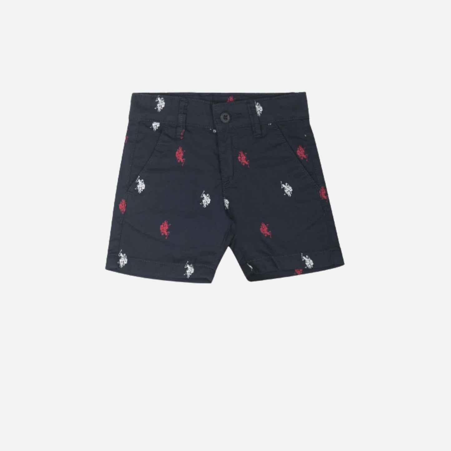 Mid Rise Brand Print Twill Shorts