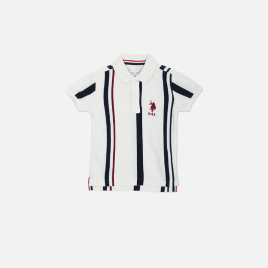 Vertical Stripe Pure Cotton Polo Shirt