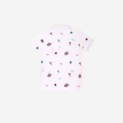 Brand Print Cotton Polo Shirt