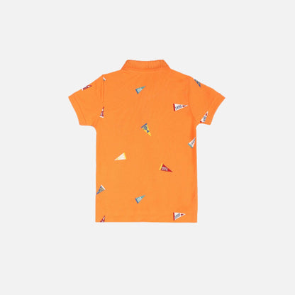 Brand Print Cotton Polo Shirt