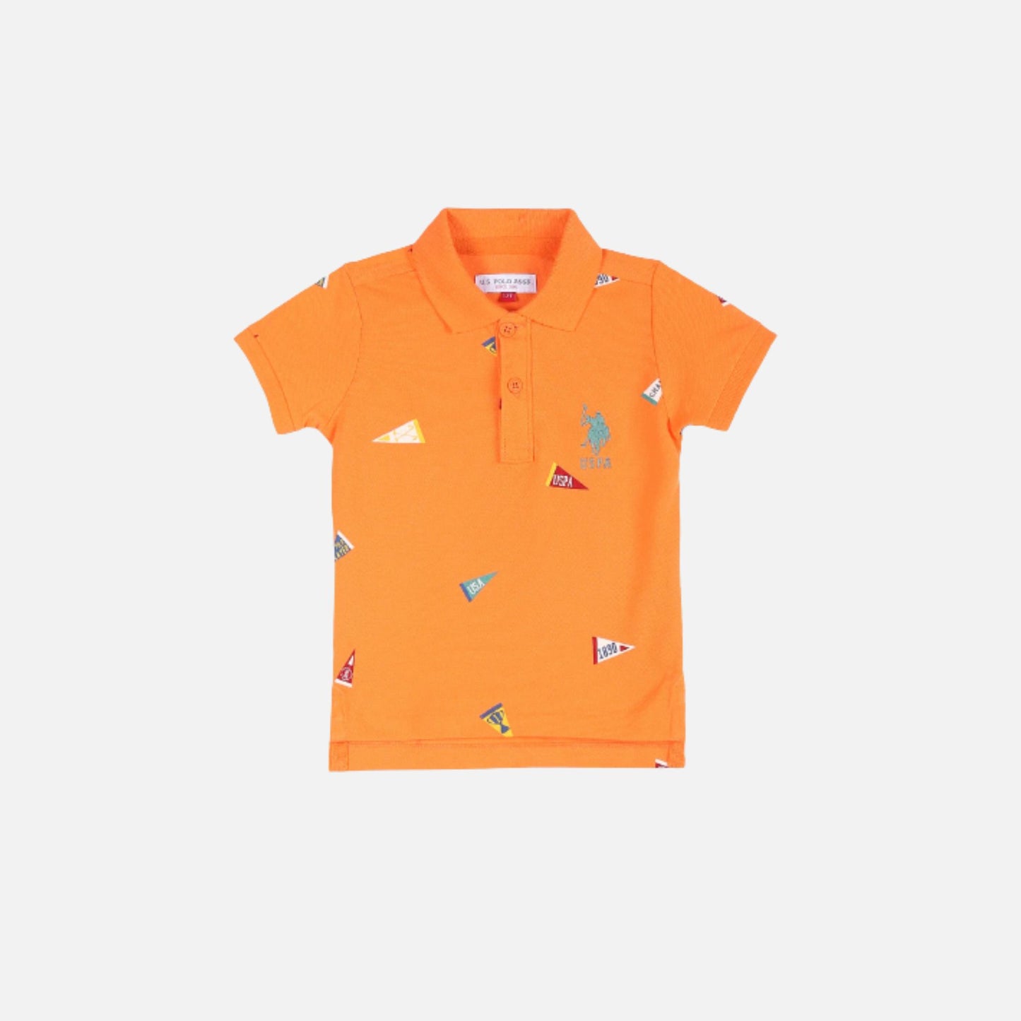 Brand Print Cotton Polo Shirt