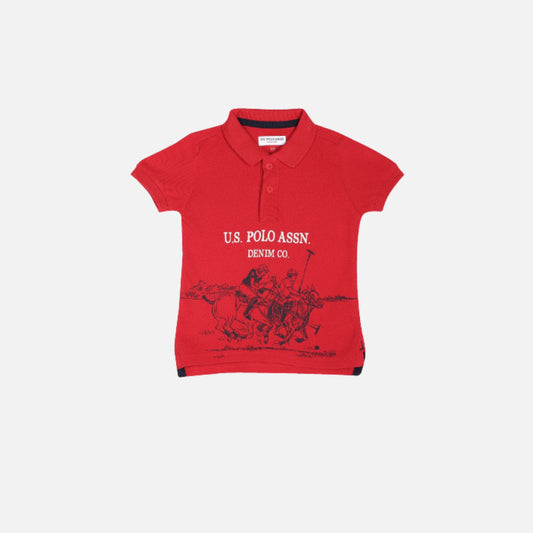 Graphic Print Cotton Pique Polo Shirt