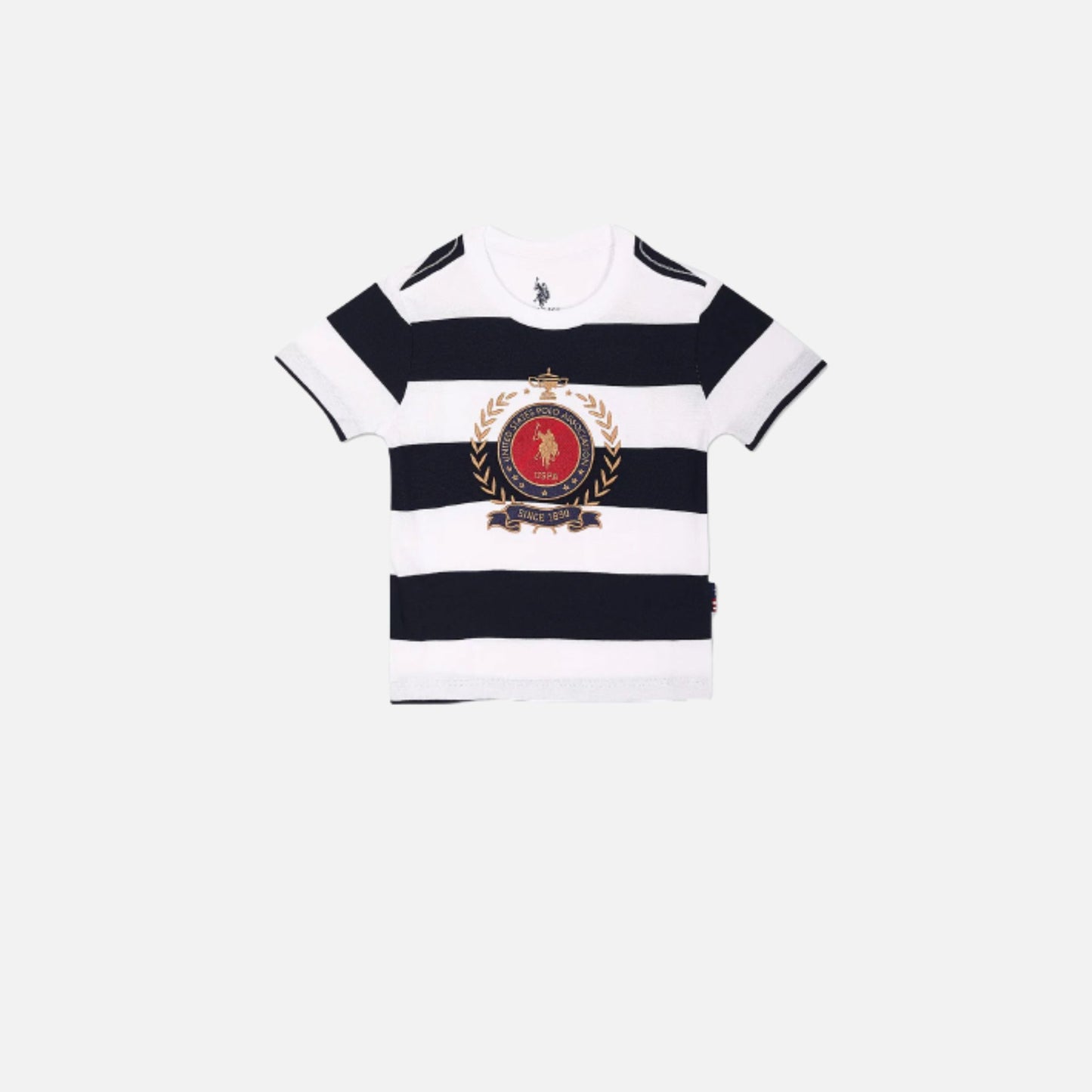 Embroidered Logo Striped T-Shirt