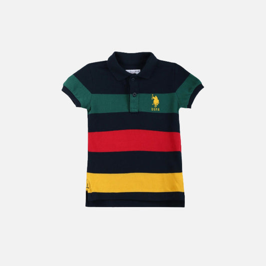 Boys Horizontal Stripe Cotton Polo Shirt