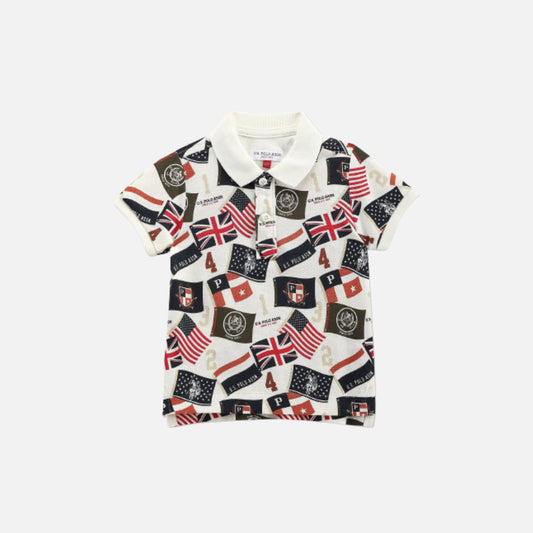 Boys Graphic Print Cotton Polo Shirt