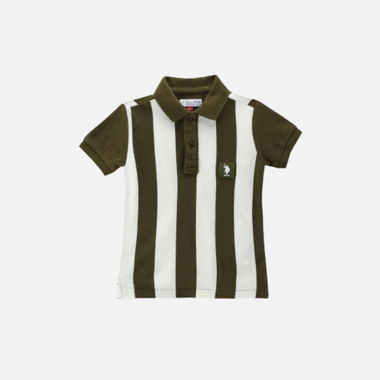 Cotton Vertical Striped Polo Shirt