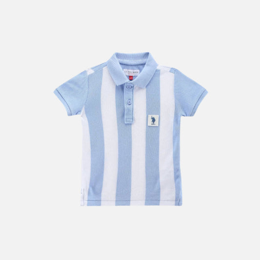 Cotton Vertical Striped Polo Shirt