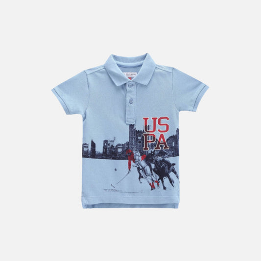 Boys Graphic Print Cotton Polo Shirt