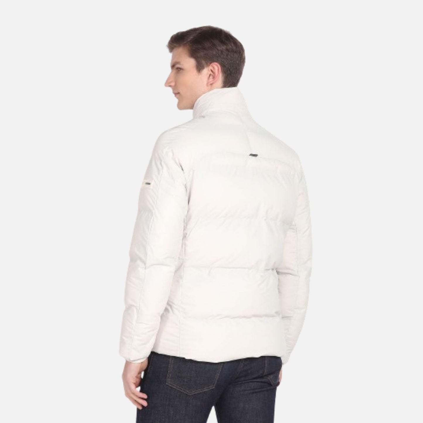 High Neck Solid Quilted Jacket