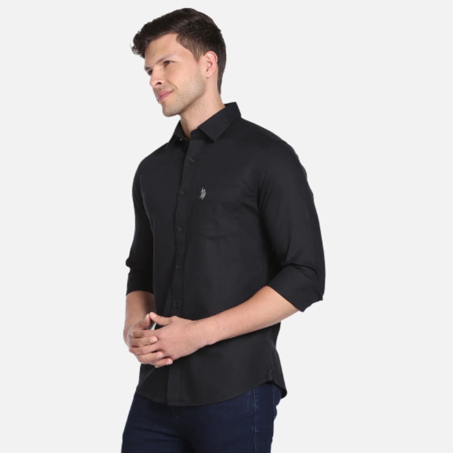 Birdseye Dobby Textured Solid Shirt