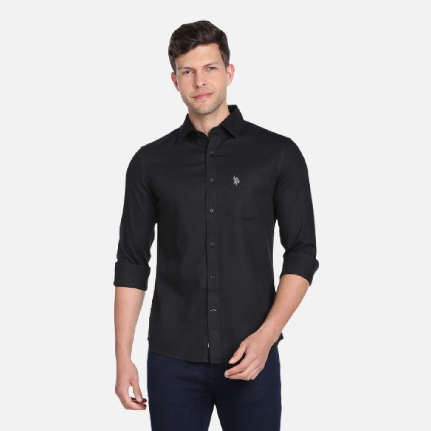 Birdseye Dobby Textured Solid Shirt