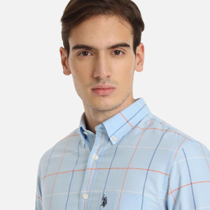 Windowpane Check Oxford Casual Shirt