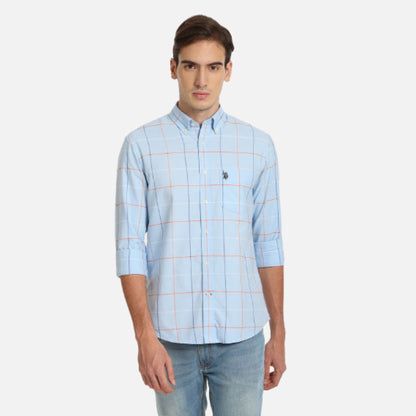 Windowpane Check Oxford Casual Shirt