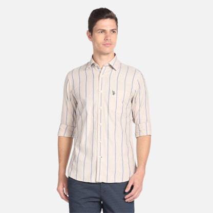 Cutaway Collar Vertical Stripe Shirt