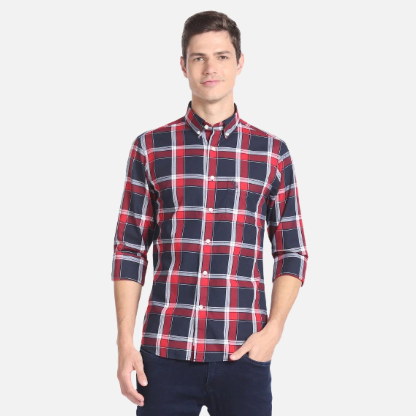 Tartan Check Button Down Collar Shirt