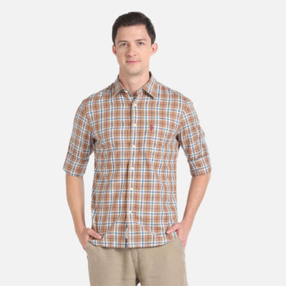 Cotton Melange Tartan Twill Shirt