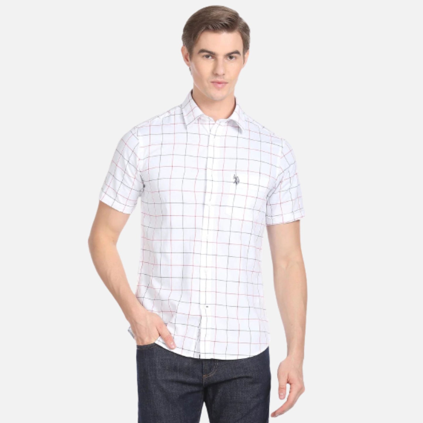 Windowpane Check Cotton Shirt