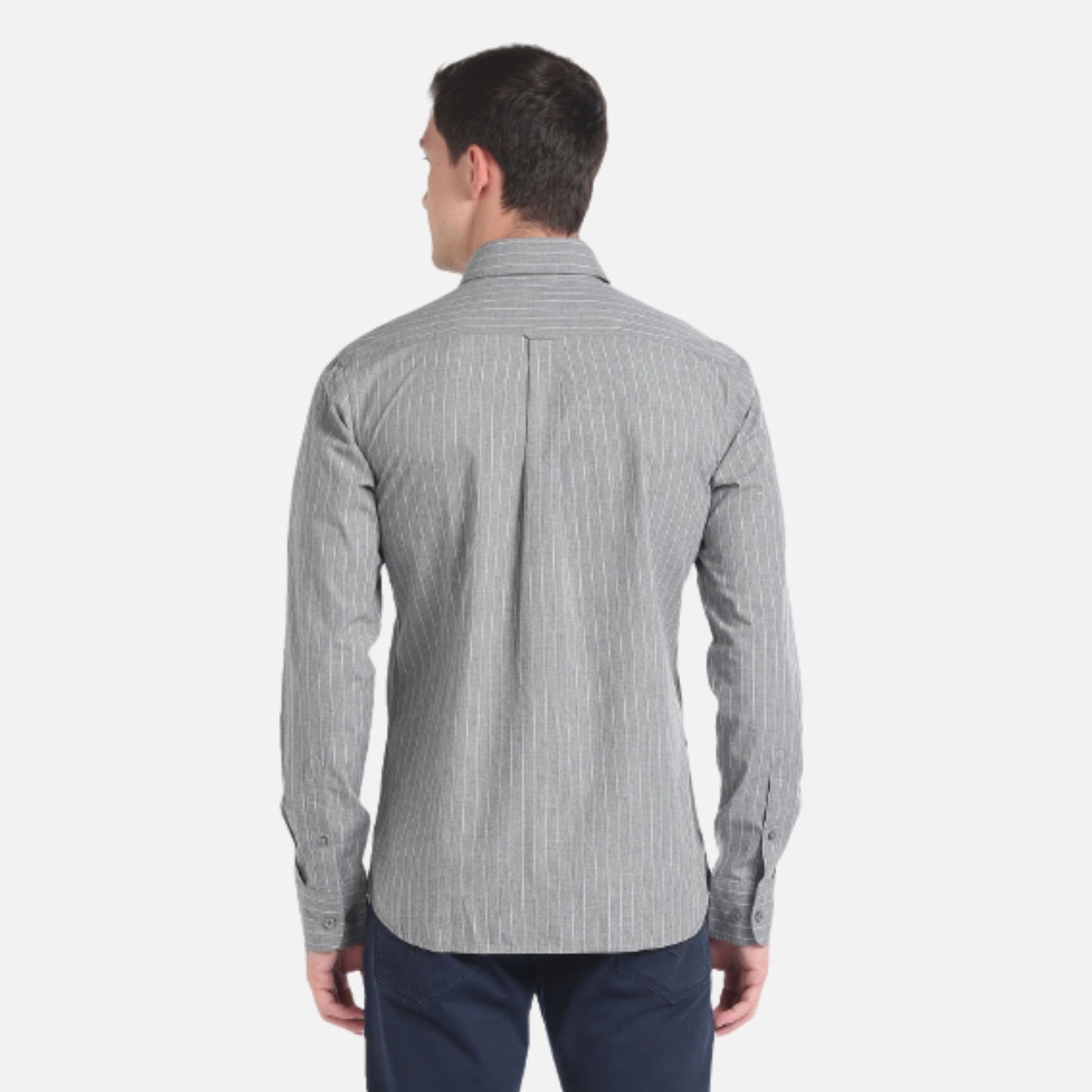 Cotton Melange Vertical Stripe Shirt