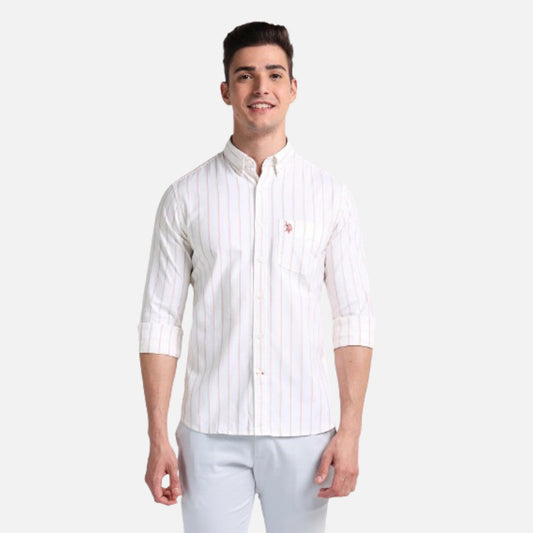 Vertical Stripe Cotton Stretch Shirt