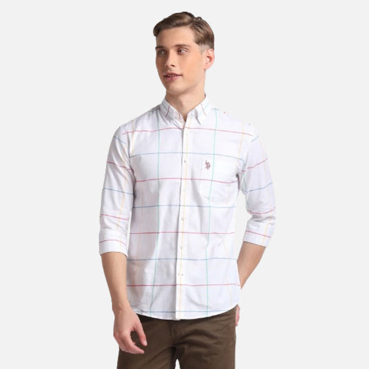 Premium Cotton Windowpane Check Shirt